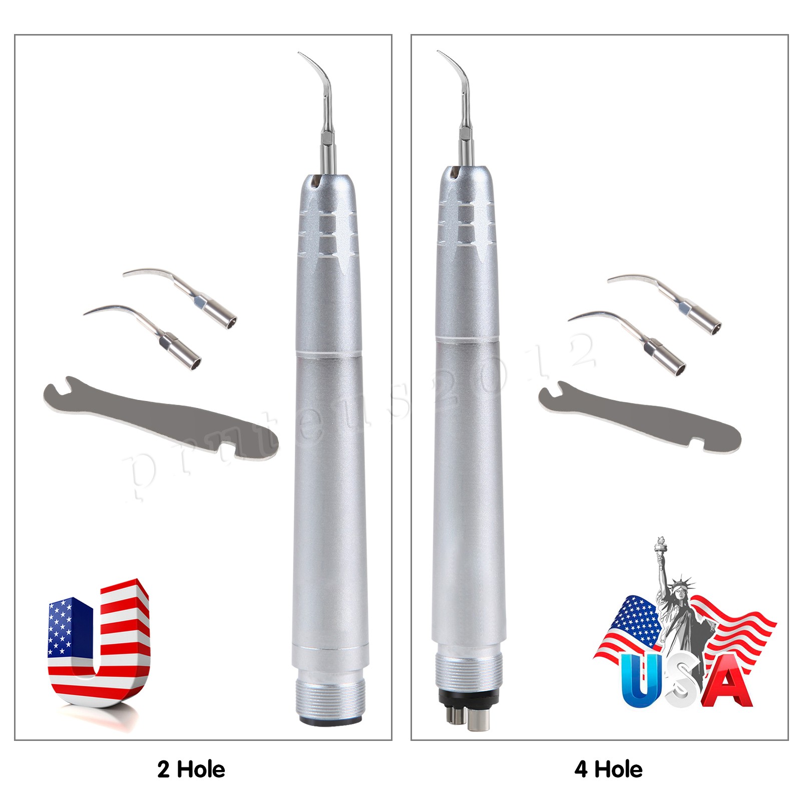 Dental Ultrasonic Air Perio Scaler Handpiece Hygienist 2/4 Holes with 3 Tips