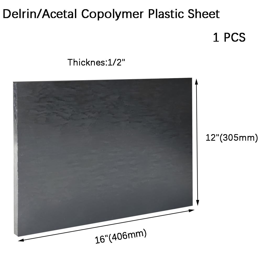 Delrin/Acetal Copolymer Plastic Sheet 1″ Thick – 8″ x 12″ Black POM Plastic B…