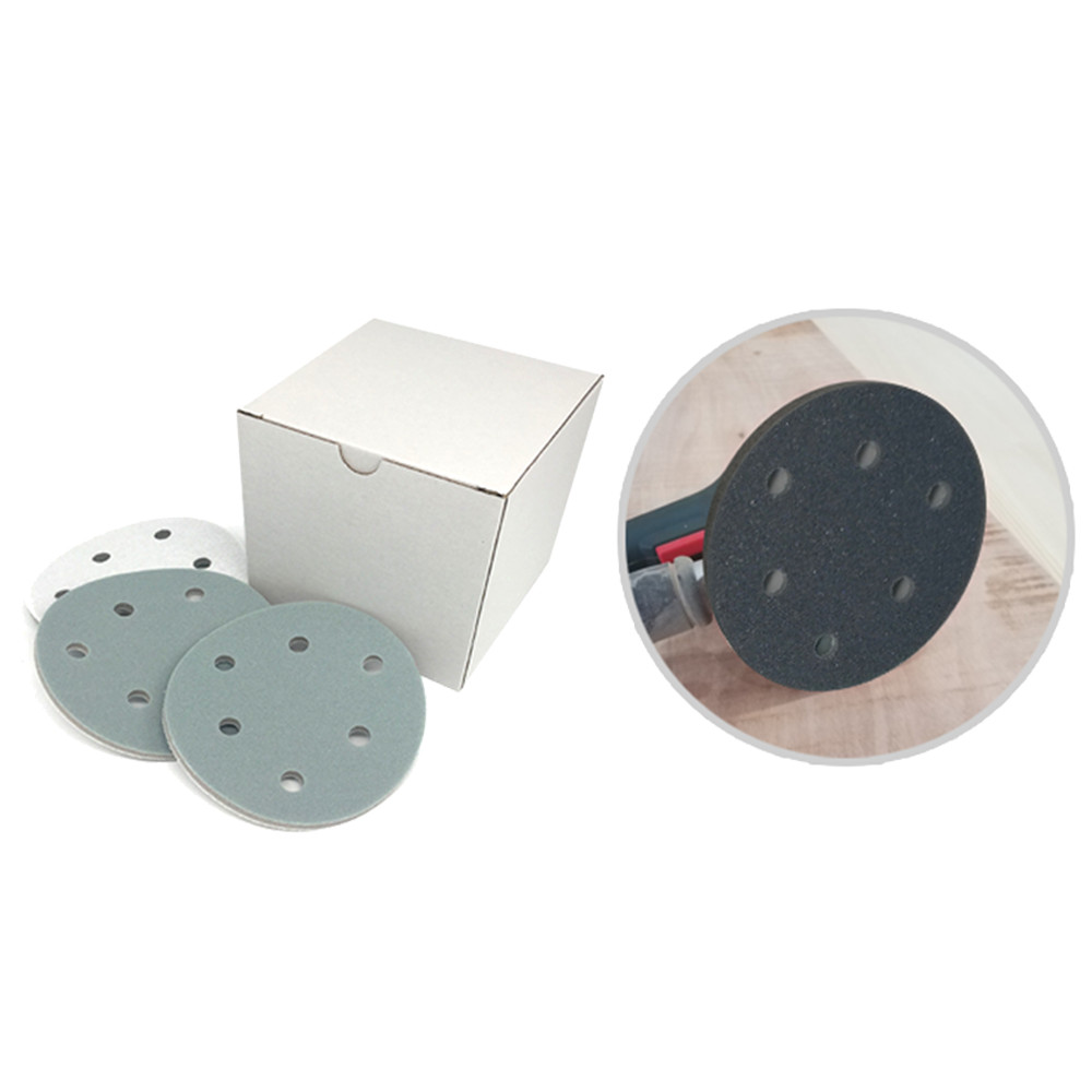 6 Hole Ø 5″ 125mm Hook & Loop Sanding Discs Polishing Sponge Sandpaper 300-3000#