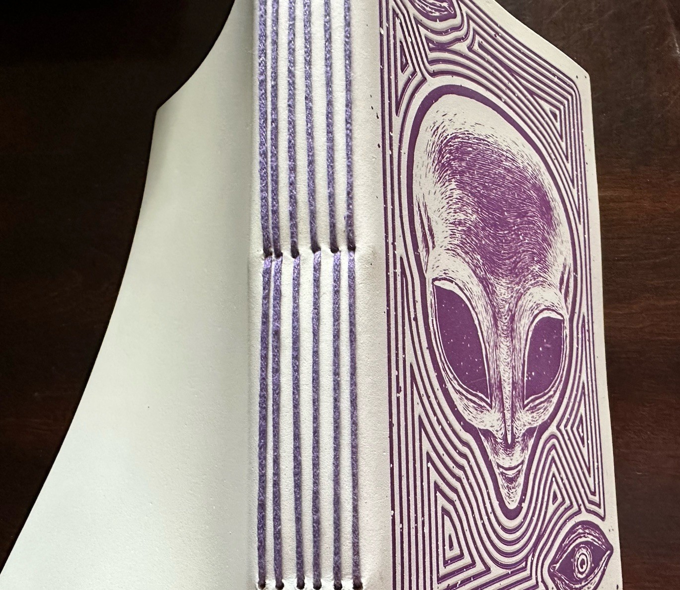 Earthbound Company Journal 9×6 Purple Alien Eyes Leather Notebook Made in India
