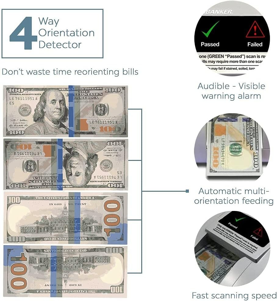 AccuBANKER D470 7-Point Counterfeit Bill Detector, Commercial Grade, UL Listed