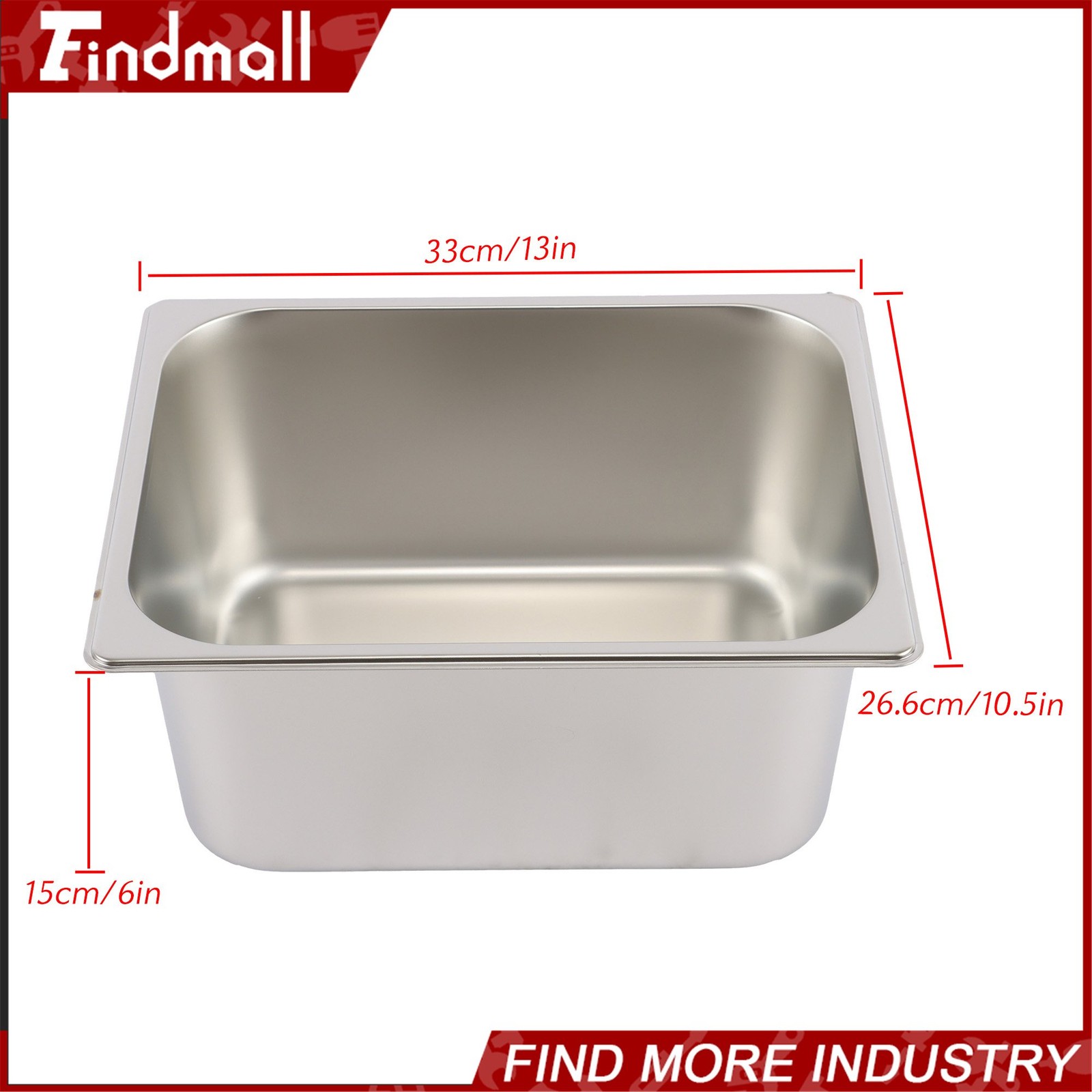 Findmall 2 Pack Hotel Pans 1/2 Size 6″ Deep Stainless Steel Steam Table with Lid