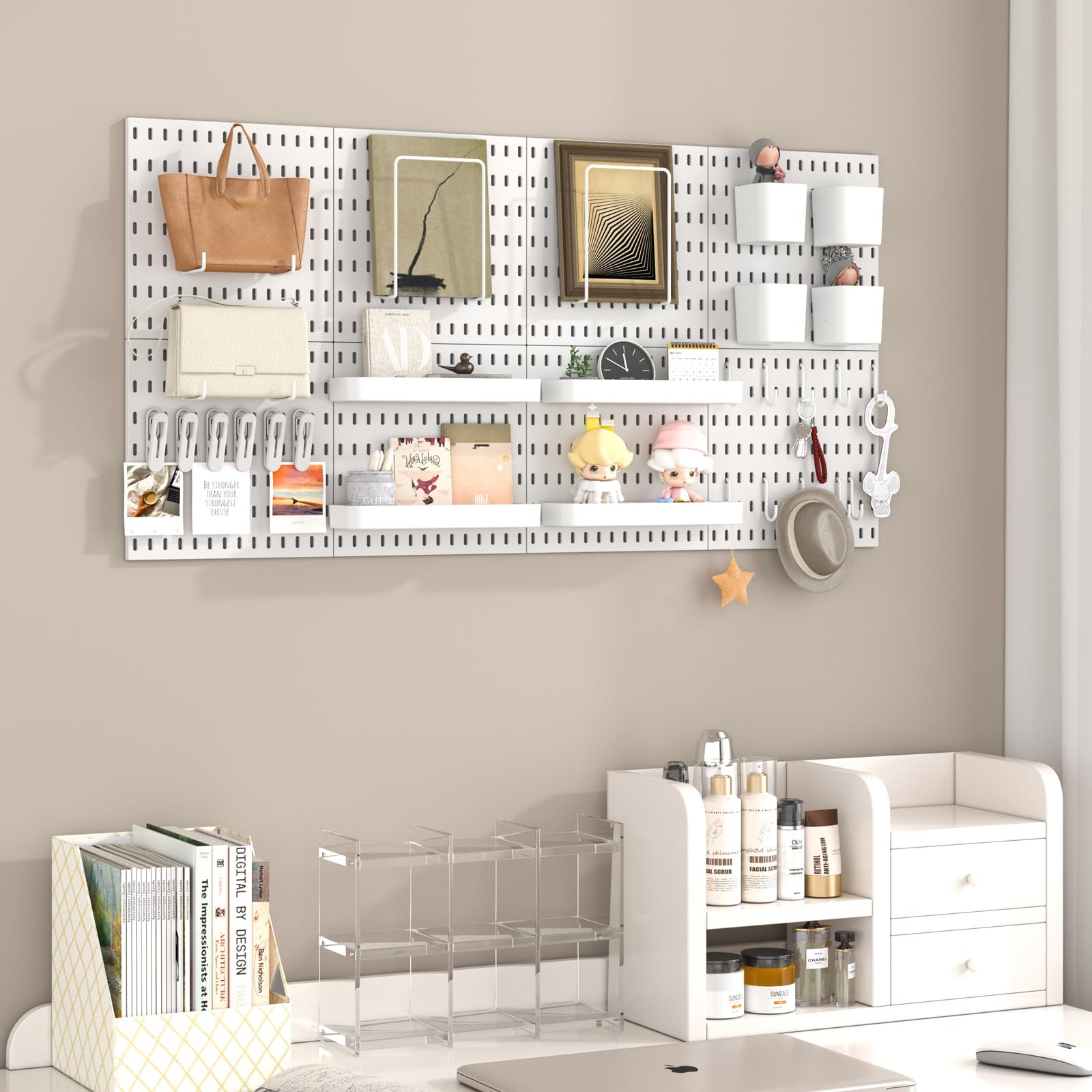 Pegboard Combination Kit, 8 Peg Boards and 30 Accessories Modular Hanging Bla…