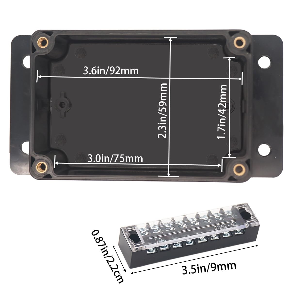 IP67 Waterproof Electrical Junction Box with 8P 15A Barrier Terminals Glands