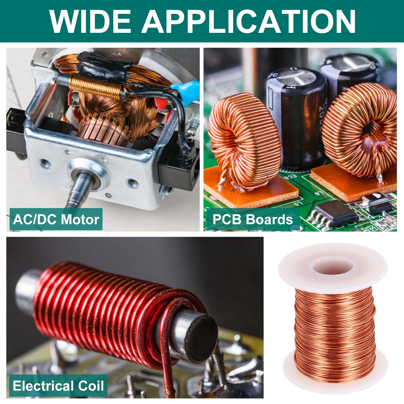 22 AWG Magnet Wire, 8 OZ/226.4g Enameled Copper Wire, 155C(311F)