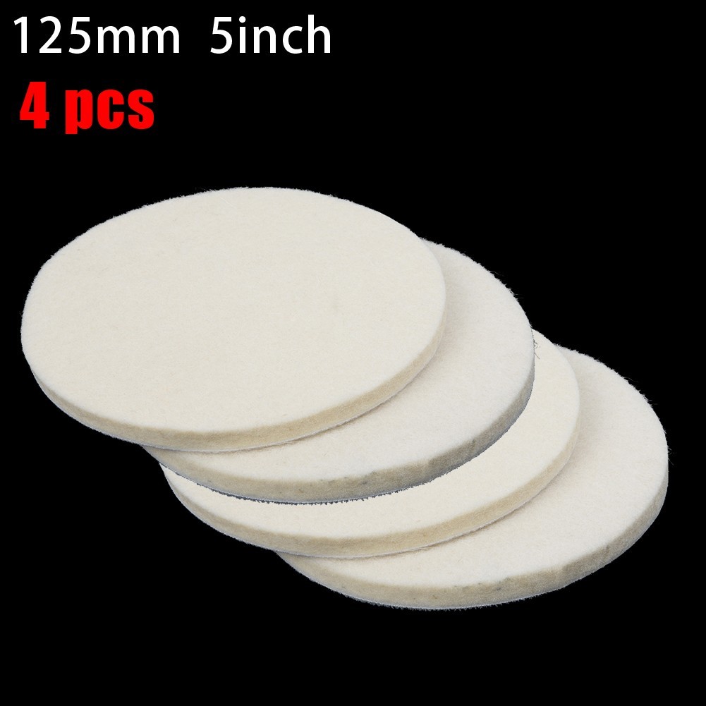 4Pcs 125mm/5Inch Wool Buffing Grinder Wheel Felt Polishing Disc Pad Set Tool