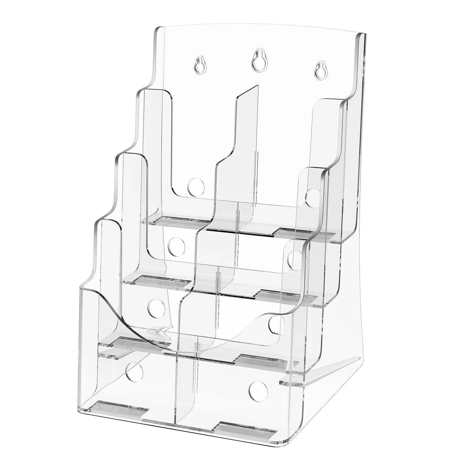 Acrylic Brochure Holder 8.5 x11in 4-Tier Clear Acrylic Literature Display Stand