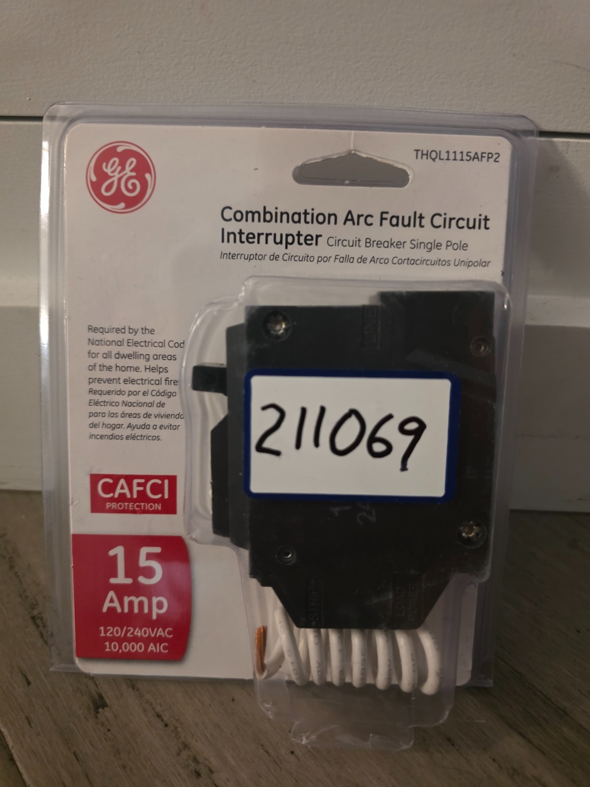 GE Q-Line 15 Amp 1 Pole Arc Fault Combo Circuit Breaker THQL1115AFP2 15A