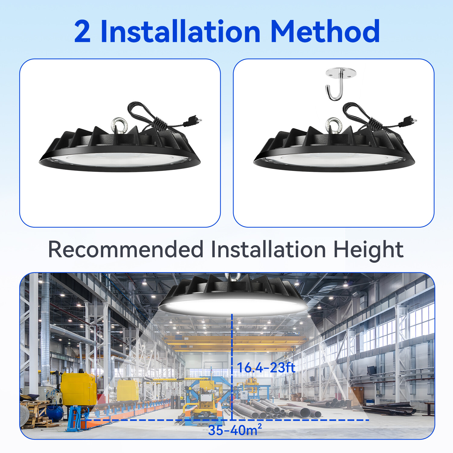 UFO High Bay LED Lights, 6000K with US Plug Commercial HighBay Lighting 8Pack