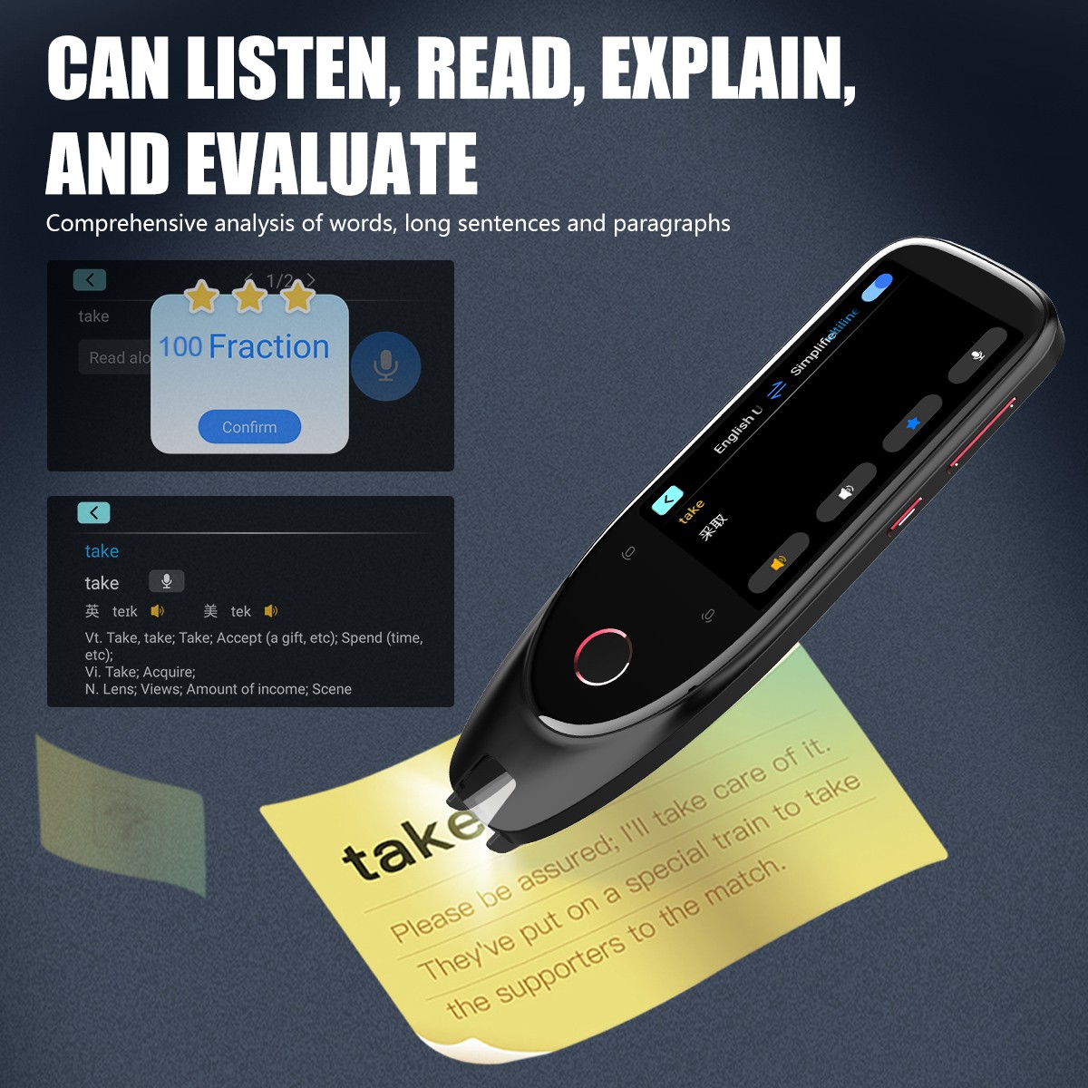 Quad Core Language Scanning Pen Offline Dictionary Noise Reduction Recording