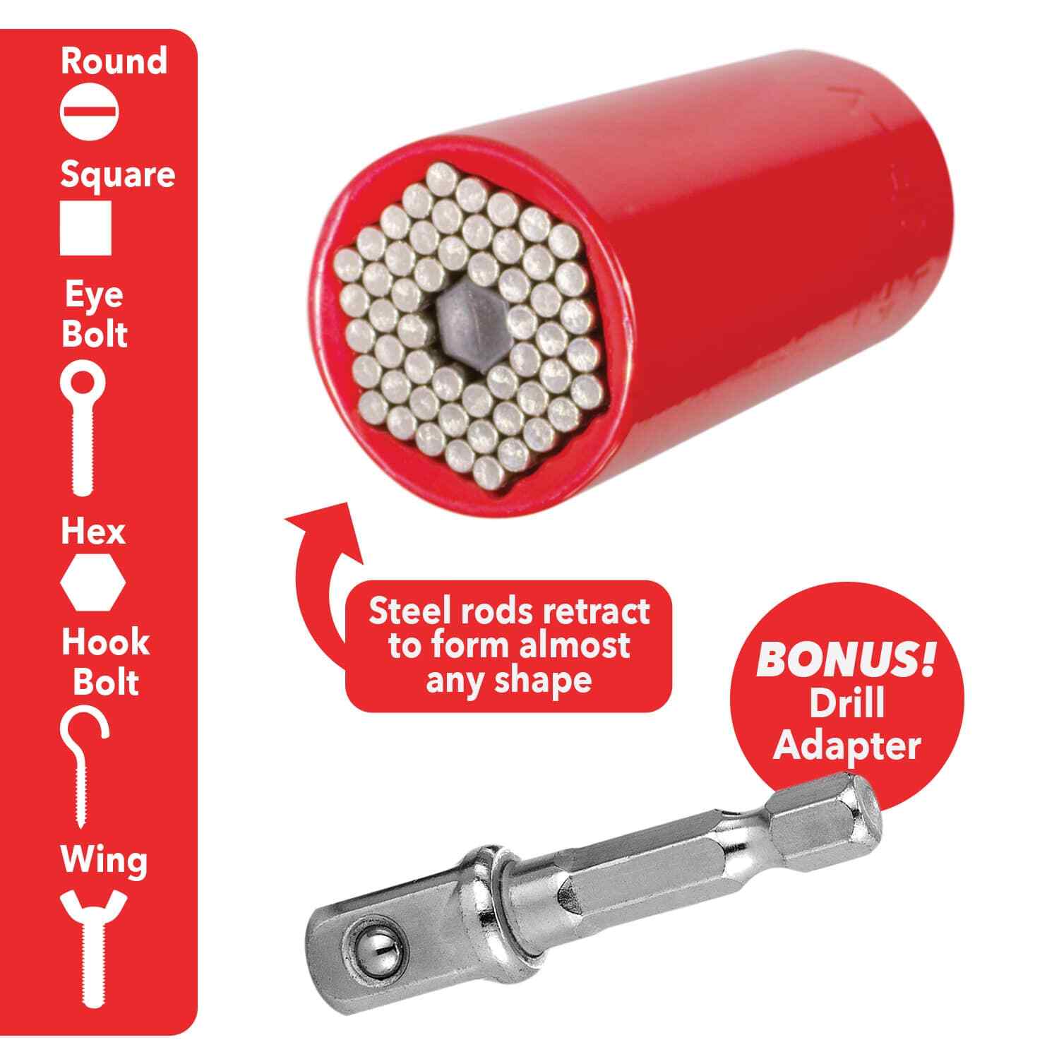 Red Dog Socket AS-SEEN-ON-TV w/ Bonus Drill Adapter Use with Most Socket