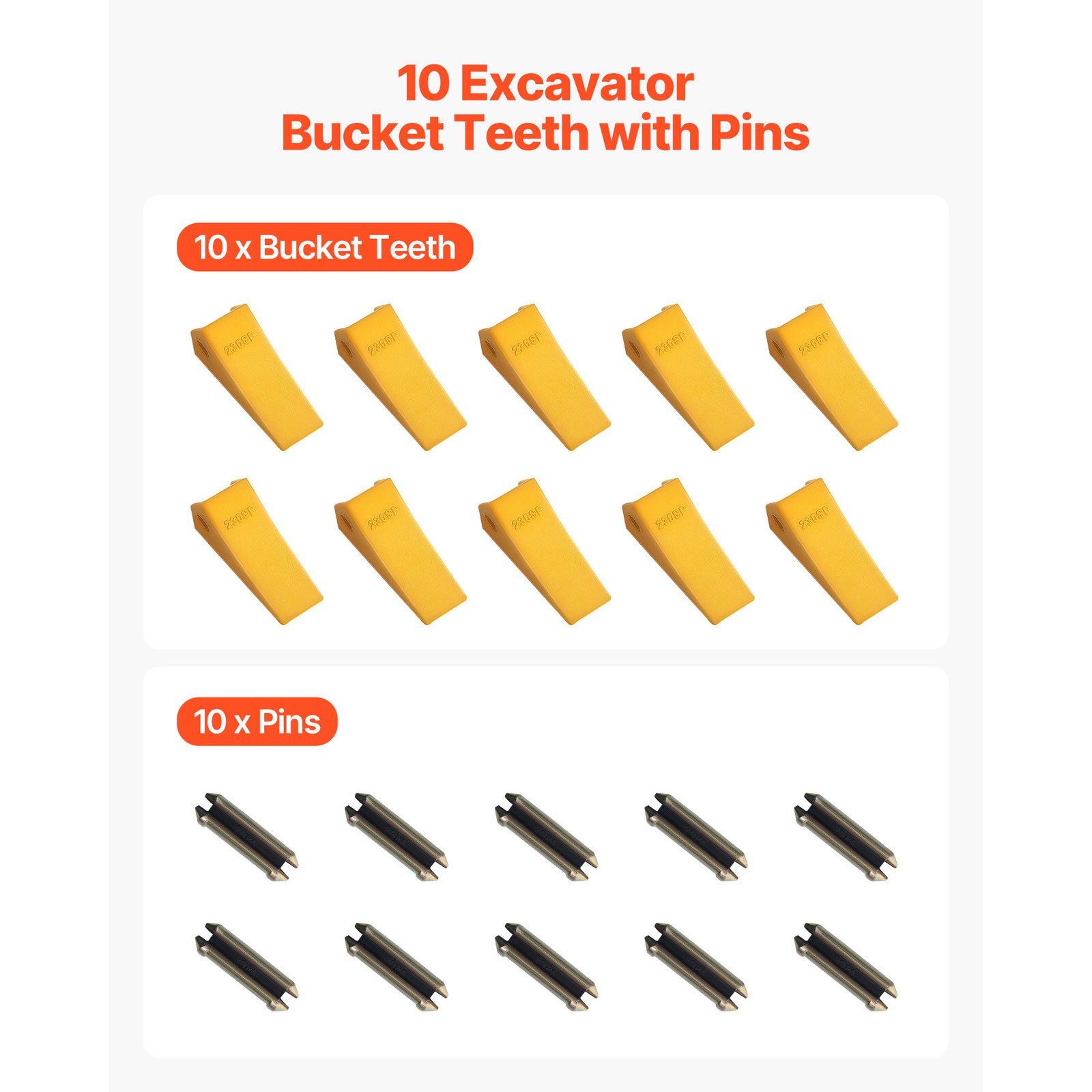Uimoso 10 Pack 230SP Bucket Teeth with Pins 23 230 Series Excavator Bucket Teeth