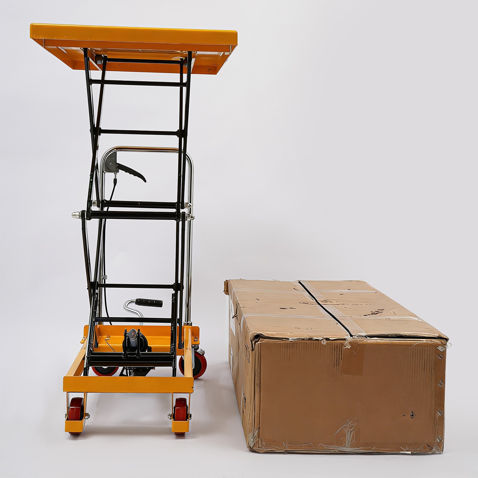 Hydraulic Lift Table Cart 770lbs 51″ Lifting Height Double Scissor w/ 4 Wheels