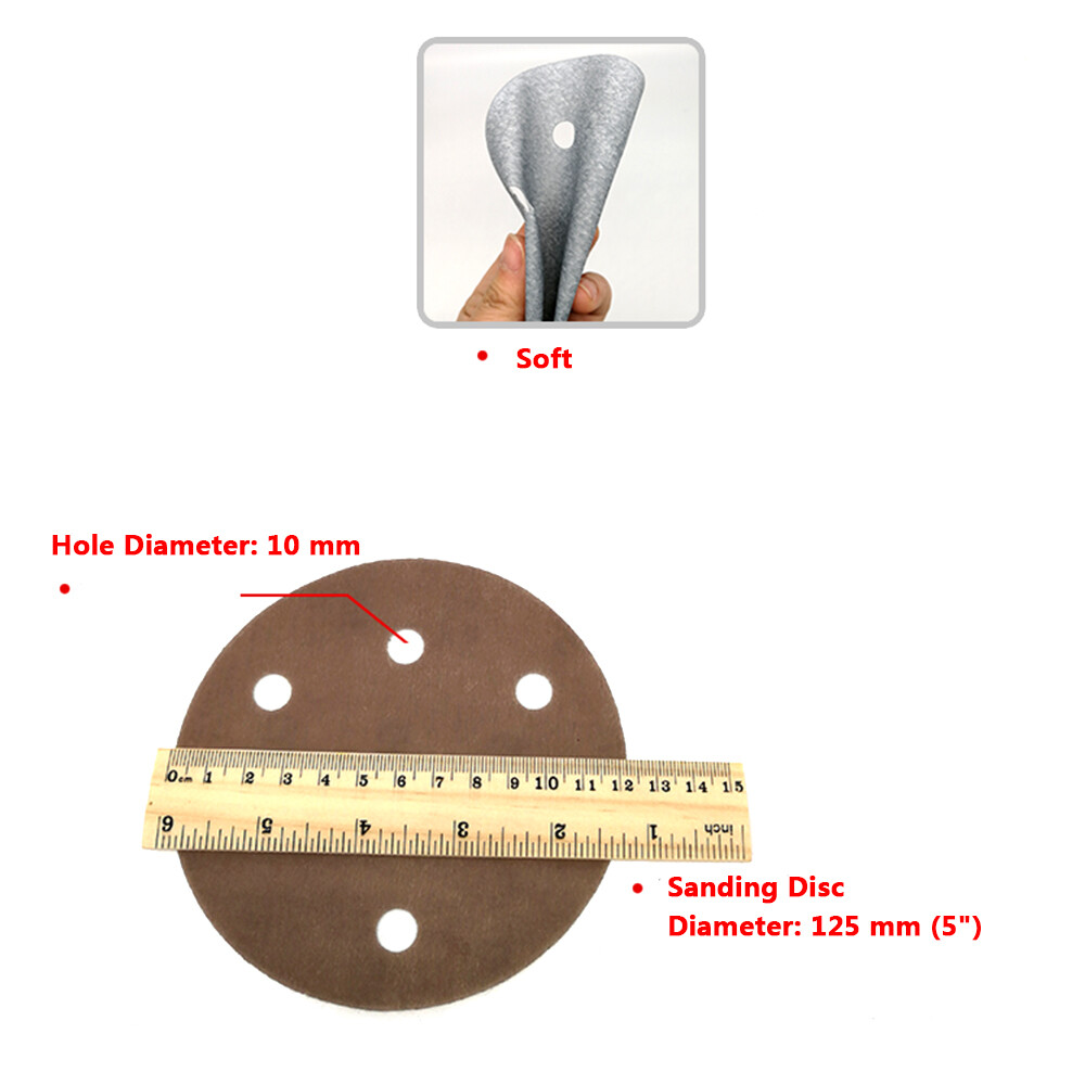 6 Hole Ø 125mm 5″ Hook & Loop Sanding Discs Dry & Wet Sandpaper Grit 600#-4000#