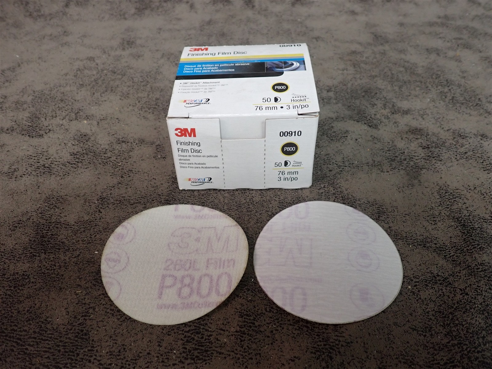 Case of 200 NEW 3M 00910 Hookit 260L Finishing Film Discs 3″ P800 Grit (O22)