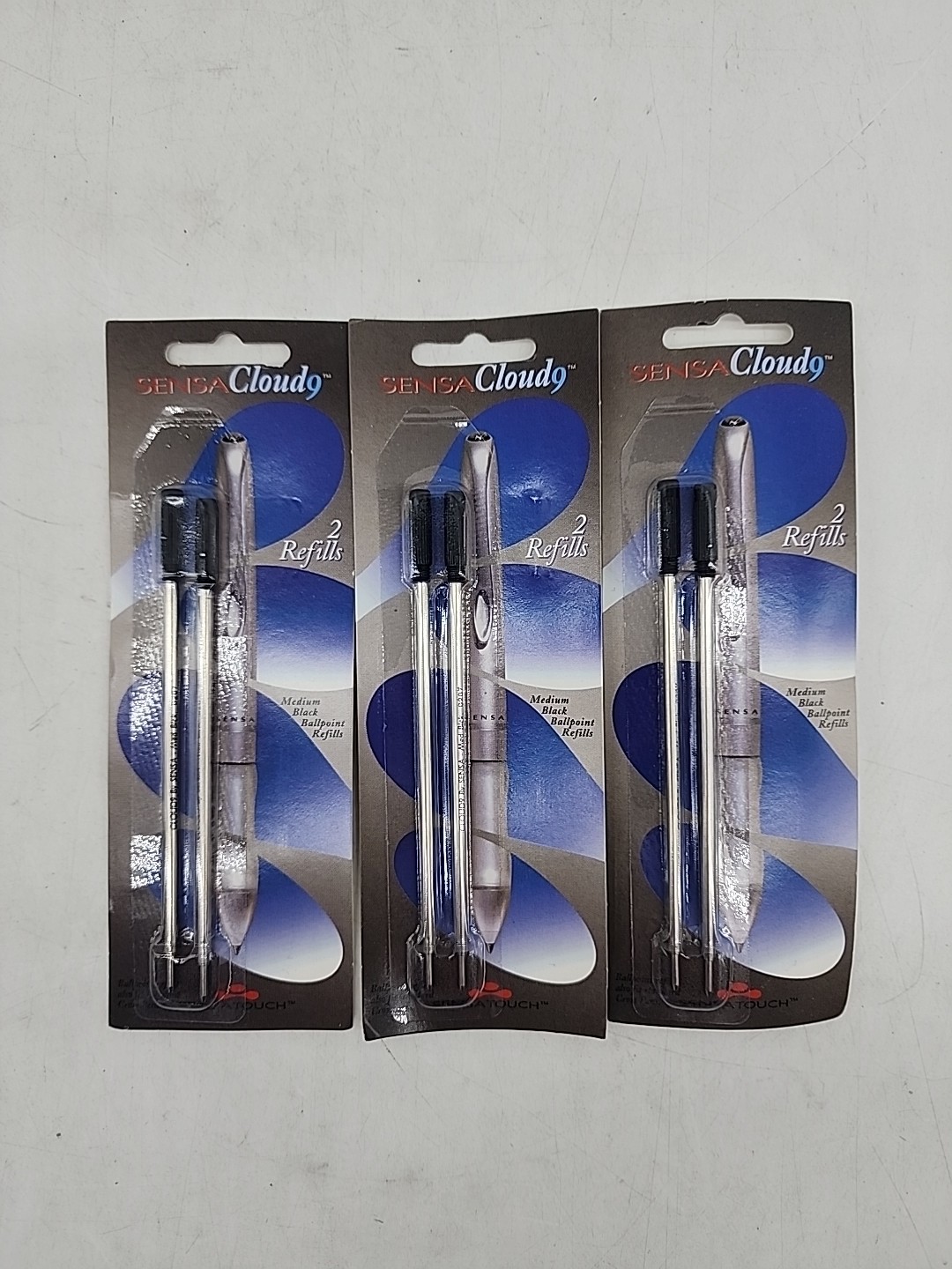 Sensa Cloud 9 Ballpoint Pen Refills, Medium Point, Black Ink, 6-Count