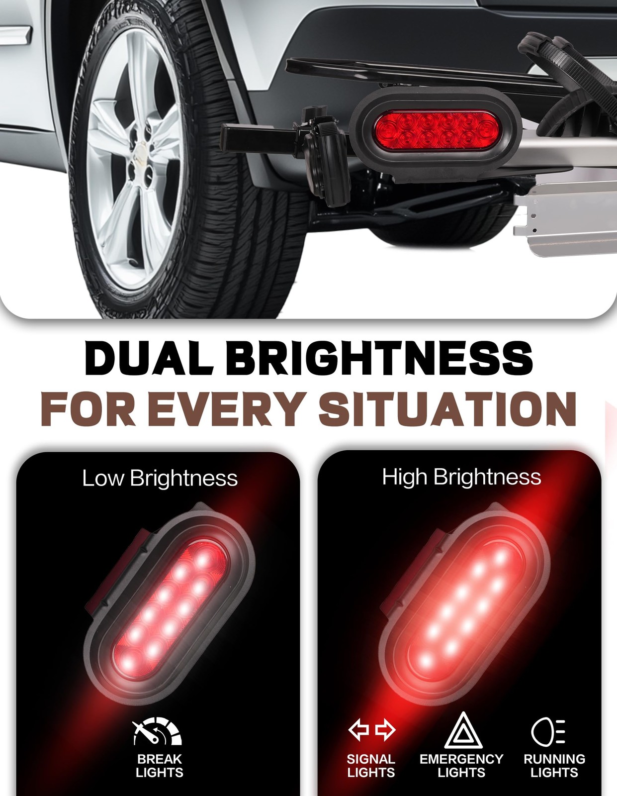 Young Electric Young Bike Rack Brake Kit 6 Inch 10Leds Oval Red Led Tail 2Pcs