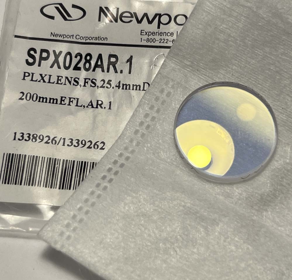 Newport PLCX Lens 200mm FL Ø25.4 AR 1064nm SPX028AR.1 Fused Silica YAG