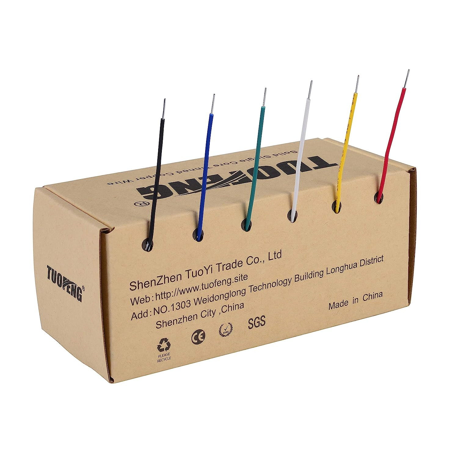 22 AWG Wire Solid Core Hookup Wire, 6 Different Colored Breadboard Wires 30Ft Ea