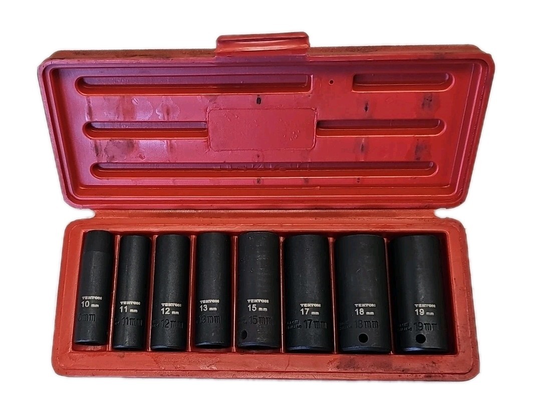 Tekton 3/8 Inch 6 Point Impact Socket Set, 8 Piece (10-19MM)