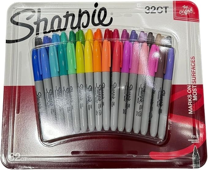 Sharpie Permanent Markers Fine Point 32 Count (Multicolor) Brand New Sealed