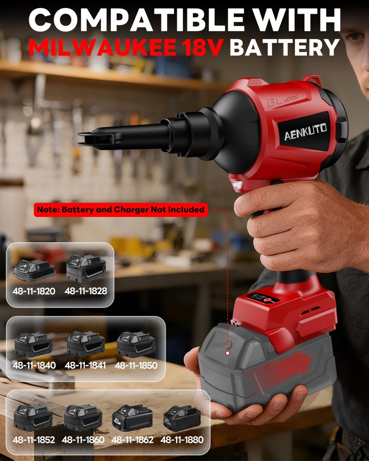 Cordless Compressed Air Duster & Blower Compatible with Milwaukee 18V Battery…
