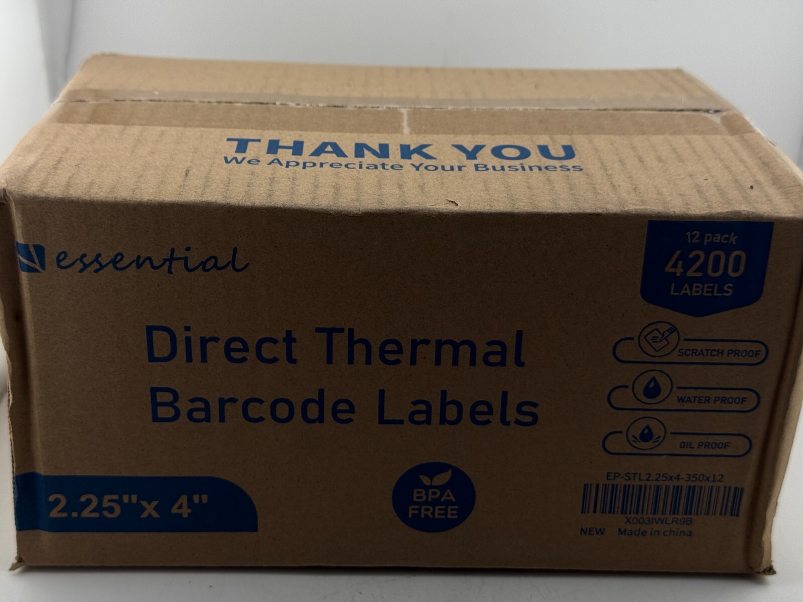 Direct Thermal Barcode Labels 2.25″ x 4″ 12 Rolls x 350 Labels 4200 Total Labels