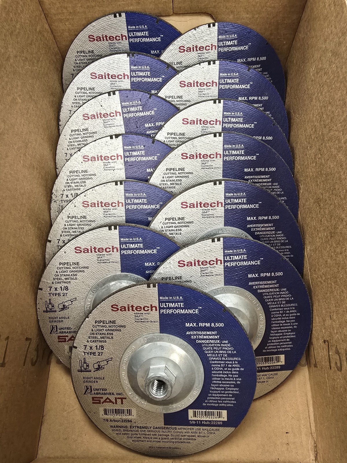 13Pc SAIT 22284 7×1/8×7/8 Saitech Pipeline Premium Cutting Grinding Wheel