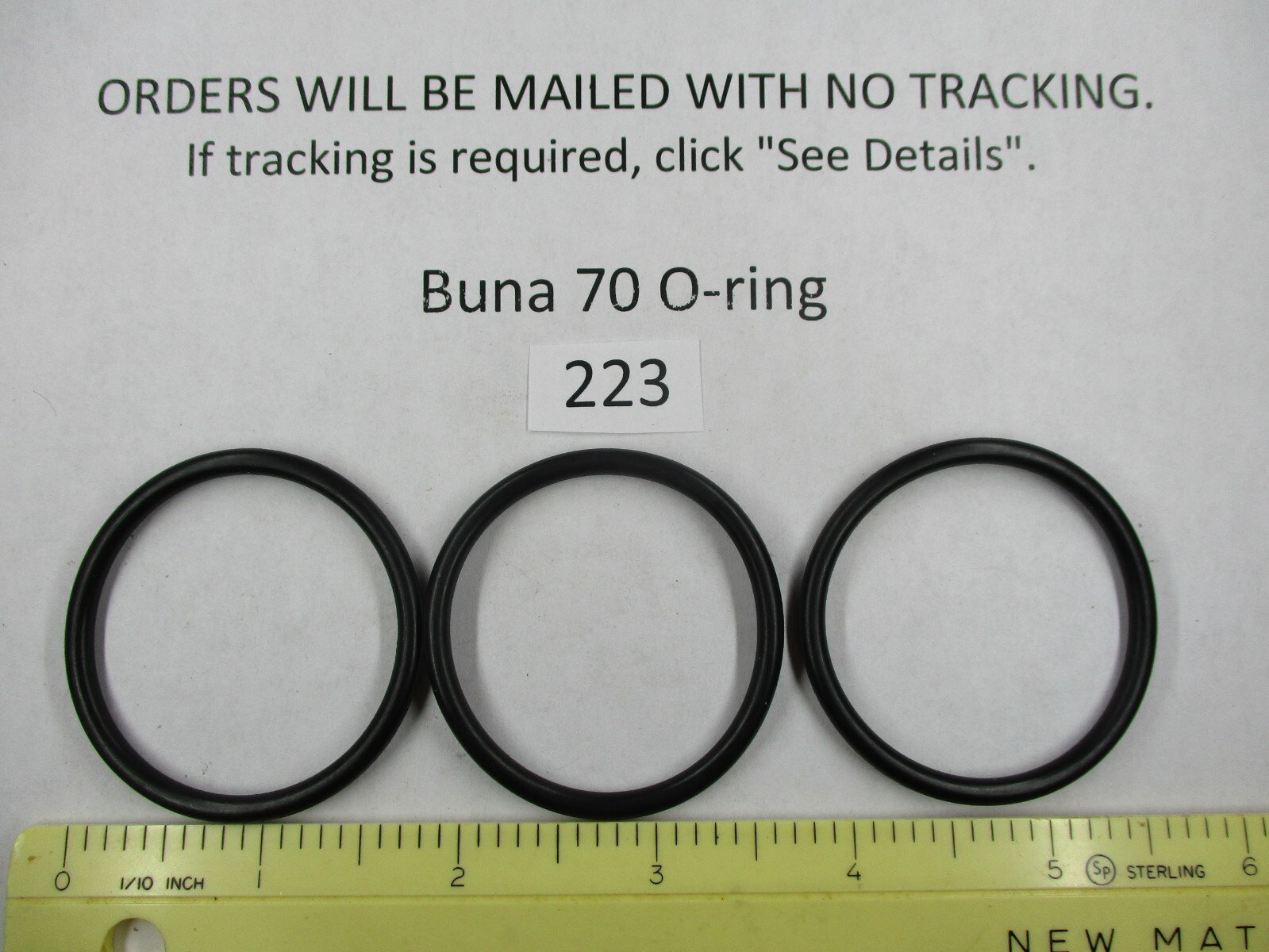 223 O-ring 1-5/8″ ID x 1-7/8″ OD x 1/8″ thick. Buna-70. Quan 3.