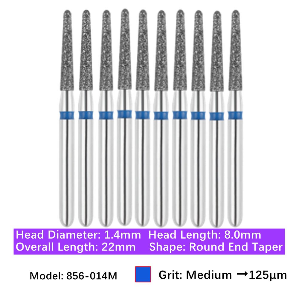 Vakker Dental Round End Taper FG Diamond Bur 856-014M Medium 10/pk