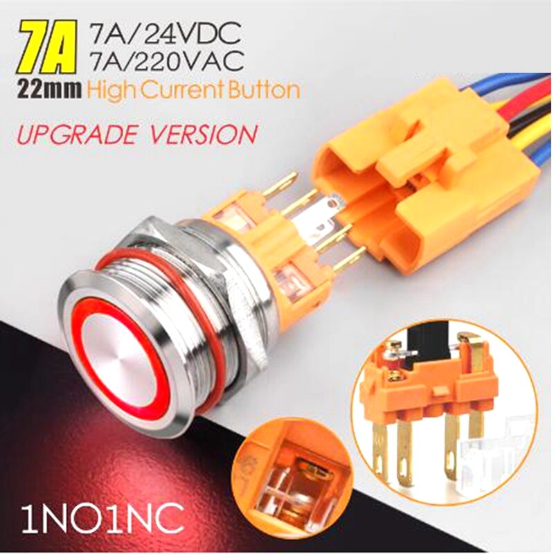 25mm Metal Button Switch buzzer bus power bell push button switch with ring Led