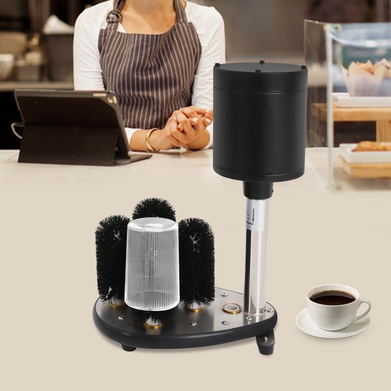 Electric Glass Washer 5-Brush Electric Commercial Wine Glass Cleaning Machine