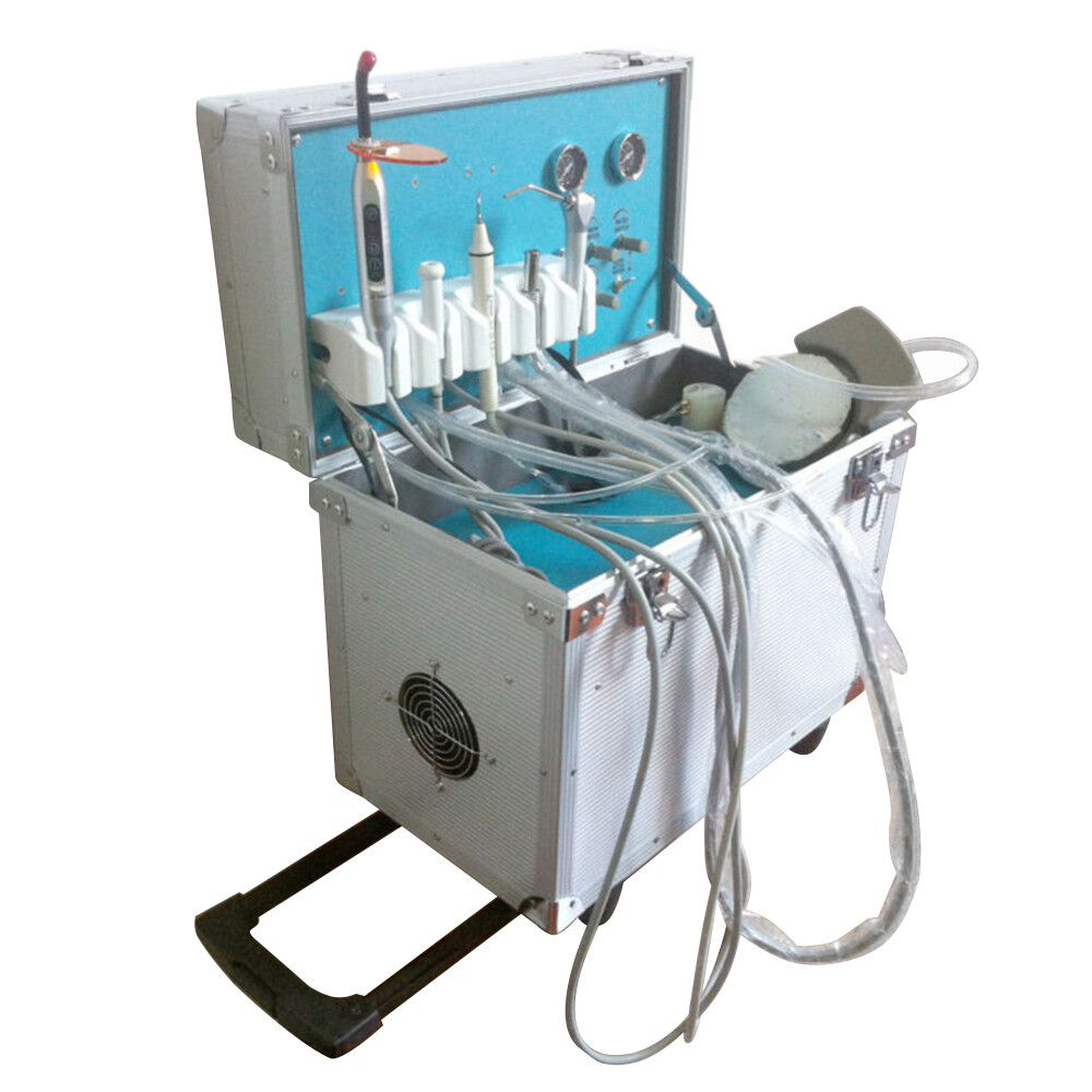 Portable Dental Mobile Delivery Unit Rolling Box Air Compressor Suction 4 Hole