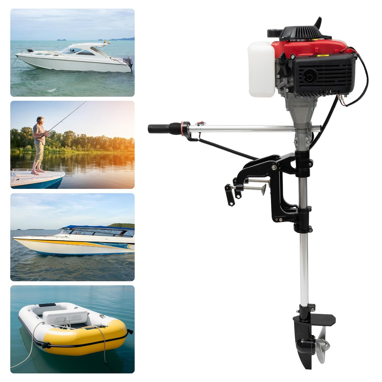 4HP 1.6KW Outboard Motor 4 Stroke 144F Air Cooled Inflatable Boat Kayak Canoe