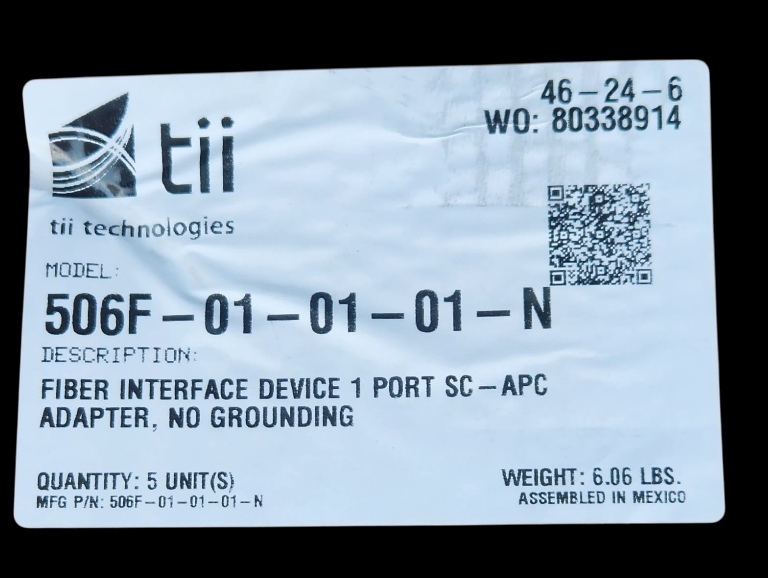 Tii technologies- Fiber interface Device 1 port Adapter No grounding 5 Units