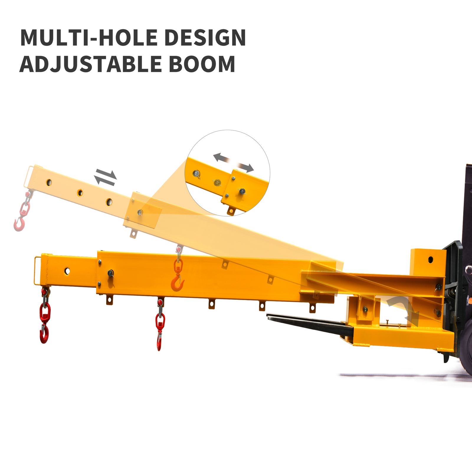 6000LB/3T Adjustable Forklift Mobile Crane Lifting Hoist Jib Boom With 2 Hooks