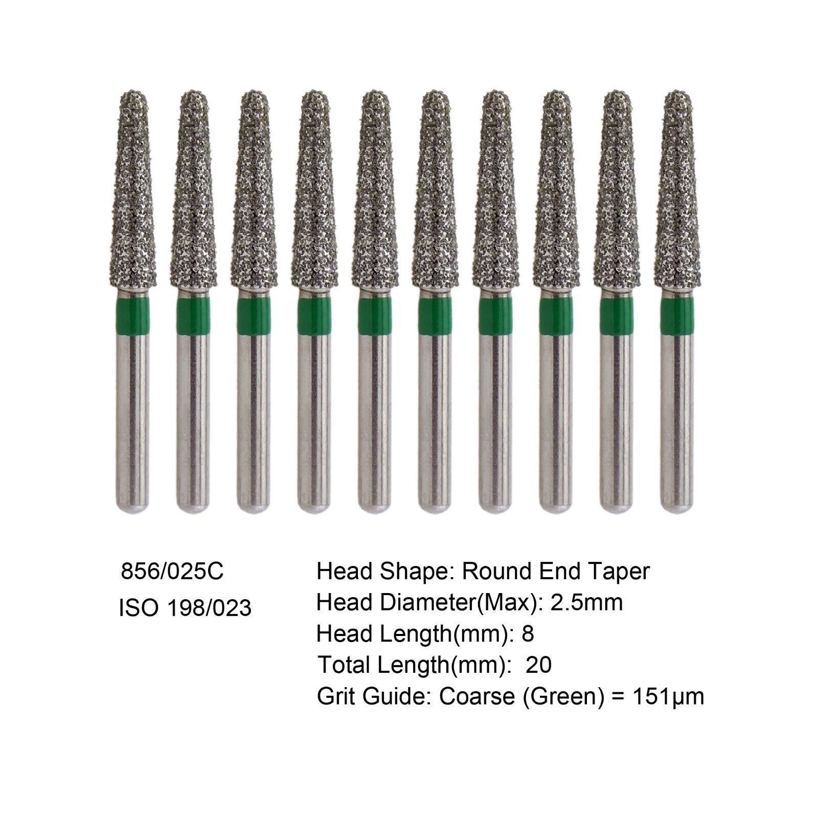 Dental Diamond Burs FG Round End Taper Super Coarse Fine Grit High Speed 856