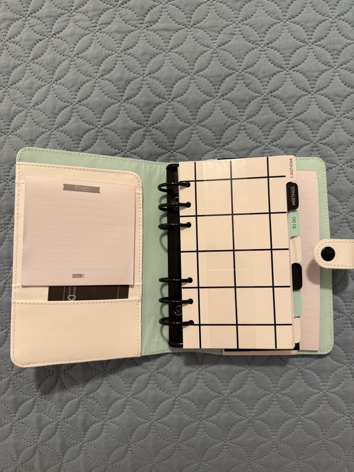 Kikki.K Medium (Personal Size) Ring Planner, White With Black Polka Dots