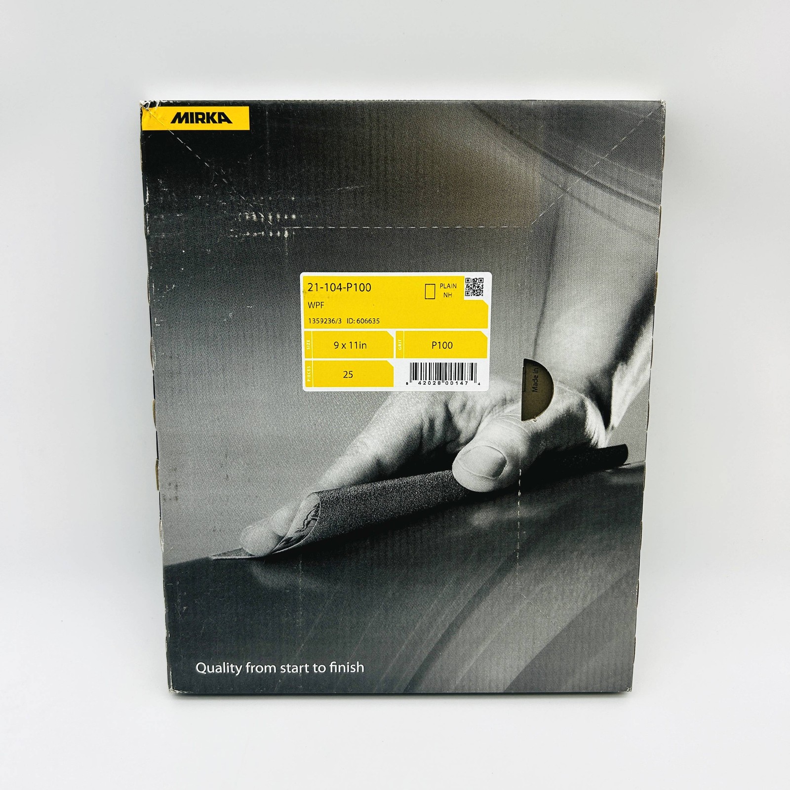 Mirka 21-104-P100 Sandpaper Sheet Waterproof 9 x 11 Wet/Dry 100 Grit Pk of 25