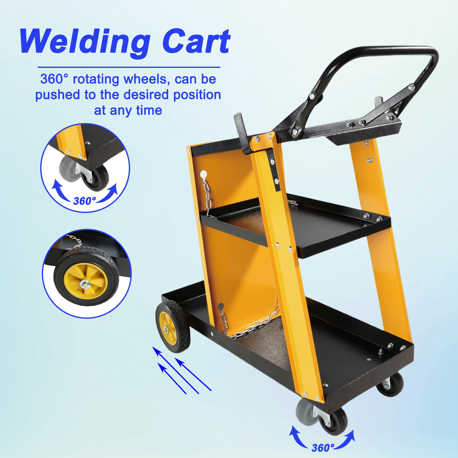 Welding Cart 3 Tiers 200 LBS Welder Welding Cart with 360° Swivel Wheels New