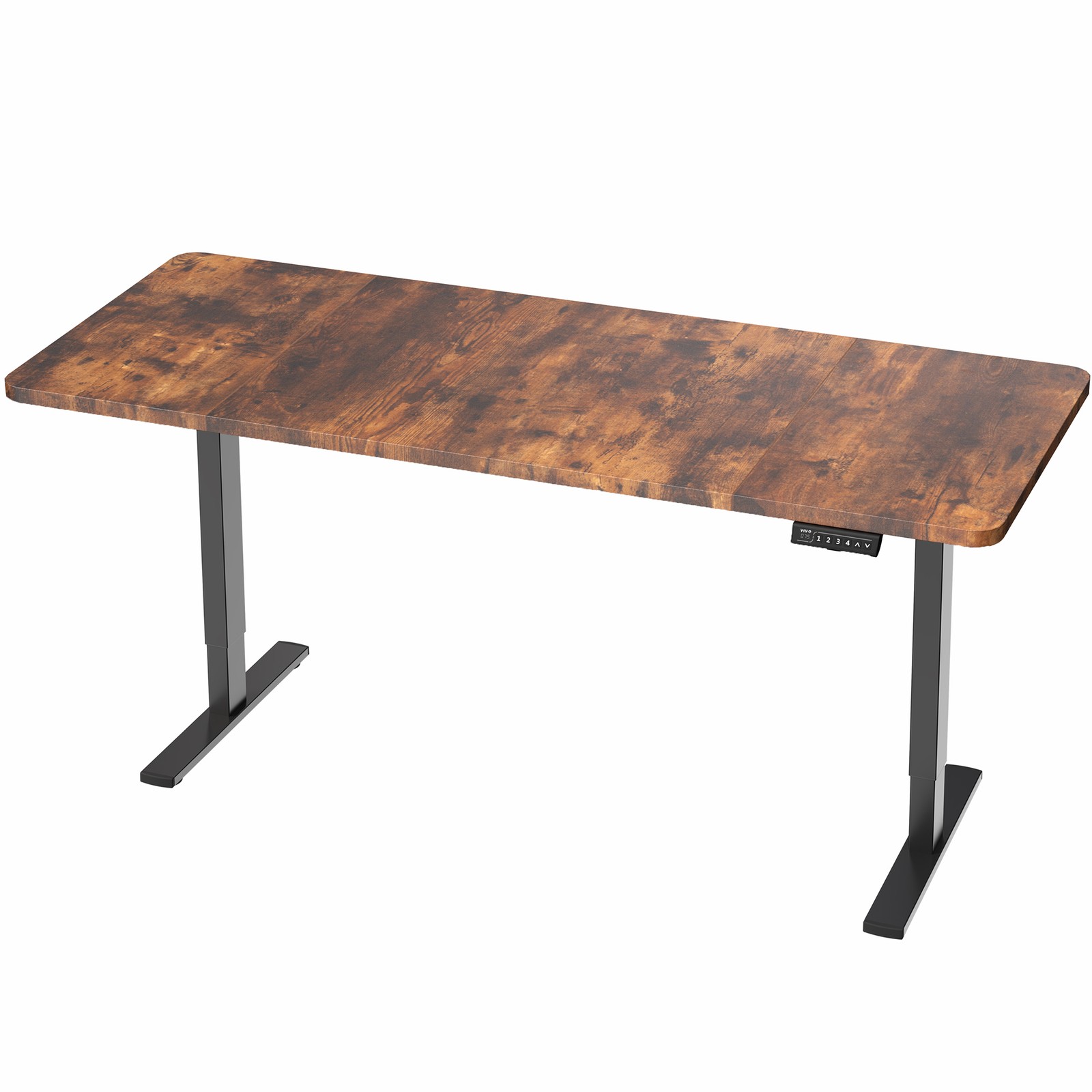 VIVO Electric 71”x30” Stand Up Desk, Rustic Vintage Brown Table Top, Black Frame