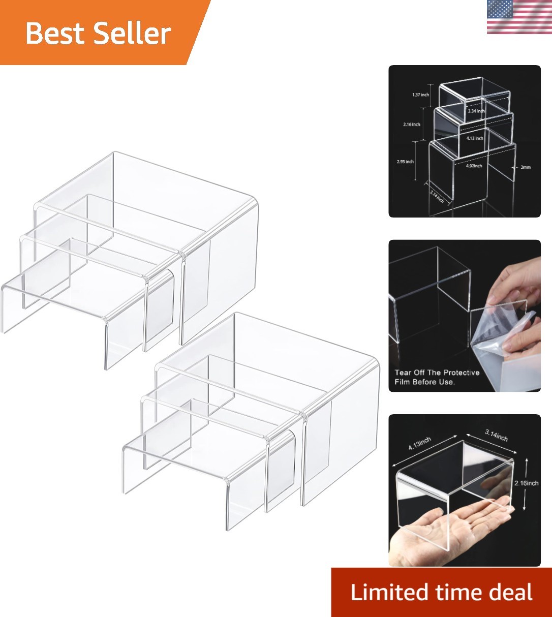 Versatile Acrylic Display Risers for Treats & Jewelry – Clear 2 Set Collection