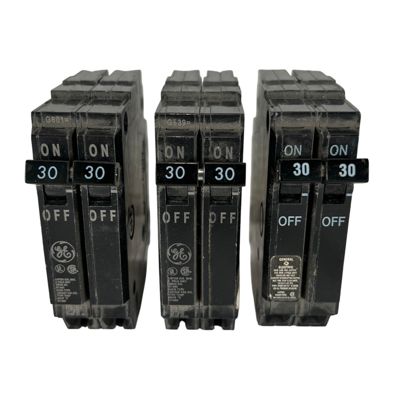 3 Pack of GE General Electric THQP230 30 Amp 240V 2 Pole Circuit Breaker