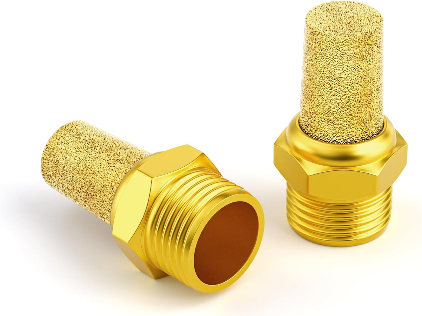 Sintered Bronze Exhaust Muffler 3/8 Inch NPT – Brass Body Protruding (Pack of 10