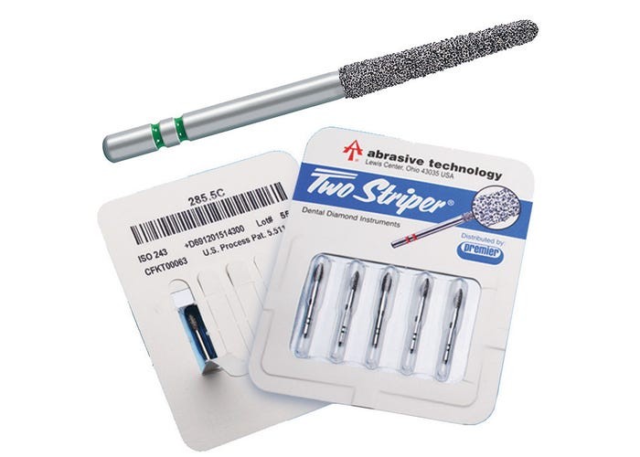 Abrasive Technology 701.7 FG Two Striper Flat End Taper Coarse Diamond Burs 5/Pk