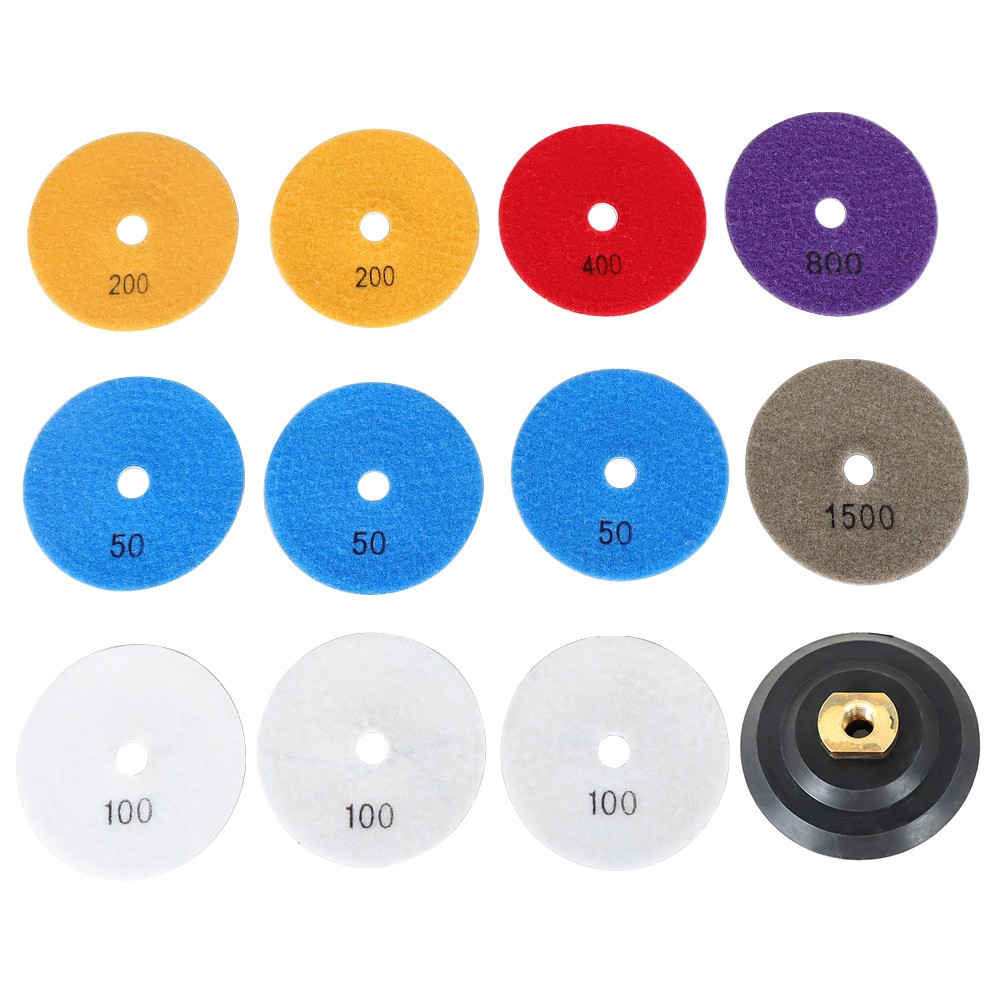 12PCS 4 Inch Diamond Polishing Pads Wet Dry Set Kit For Granite Concrete Marble