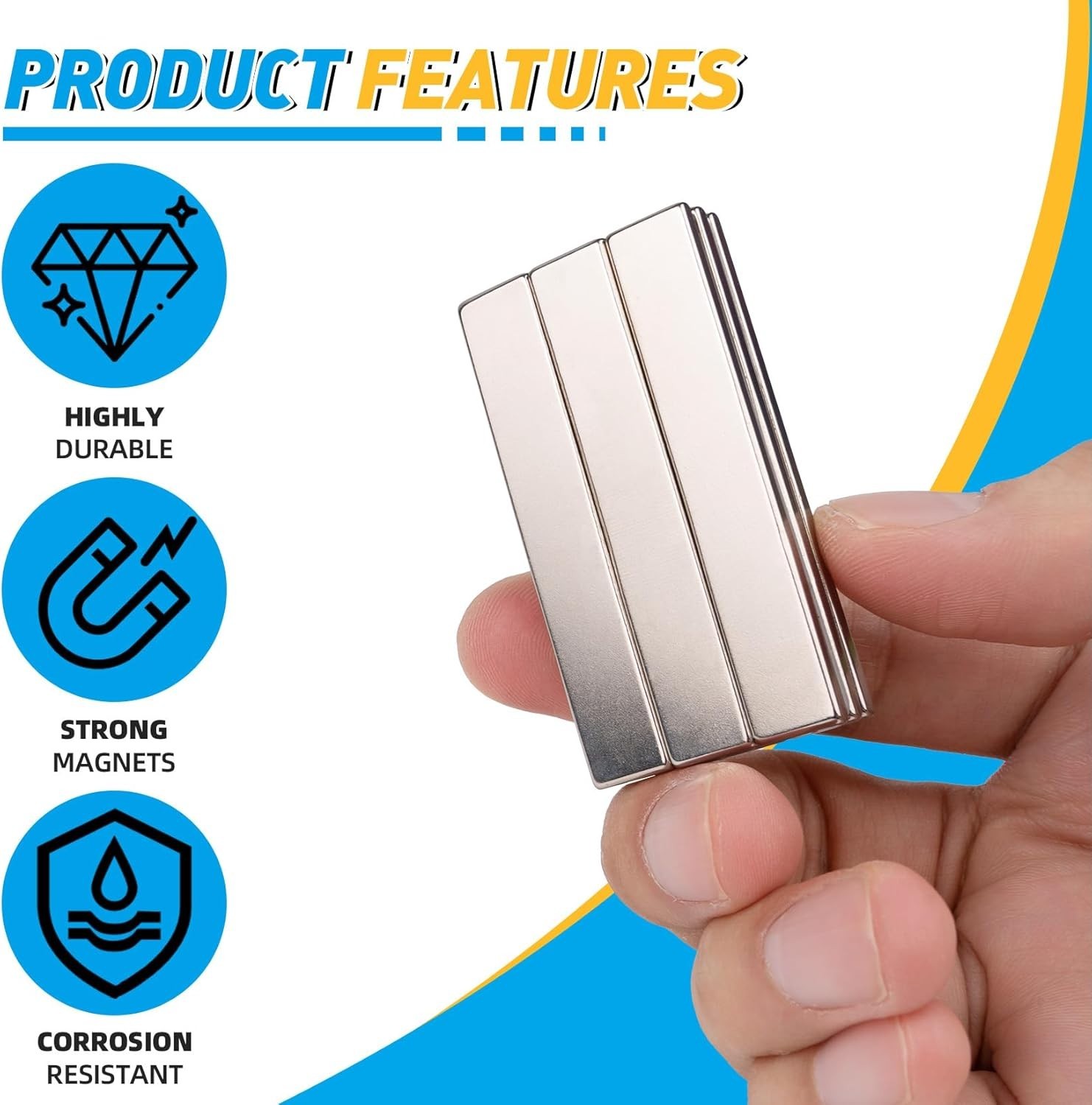 Grtard 14 Pack Powerful Neodymium Bar Magnets, 60 x 10 x 3 mm Rare Earth Magnet