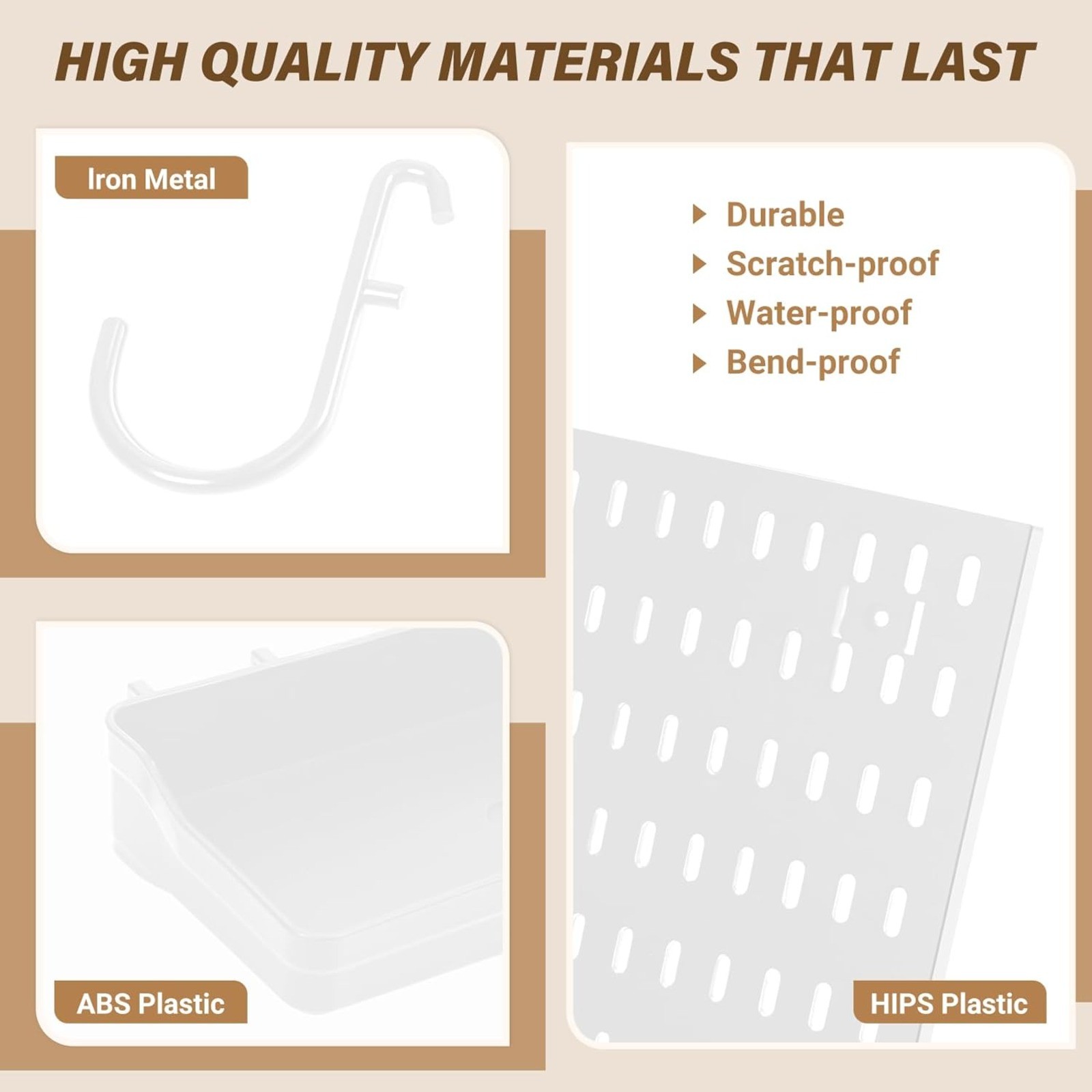 4 Pack Pegboard Panels Wall Organizer Pegboards Peg Board Brackets for Office