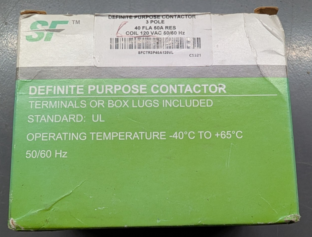 Trane Service First SFCTR3P40A120VL Contactor 3-Pole 40A 120V Coil DP New