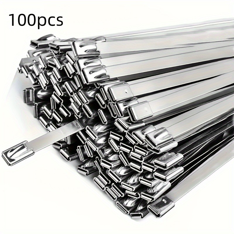 304 Stainless Steel Metal Exhaust 150*4.6mm Wrap Locking Cable Zip Ties 100Pcs